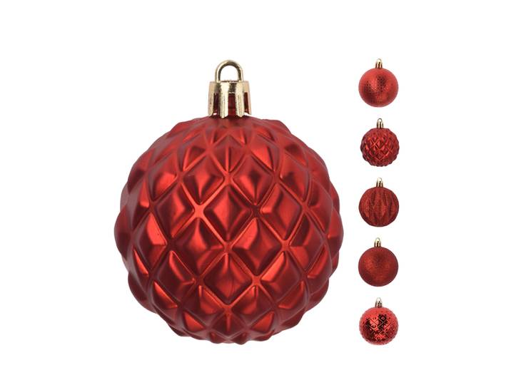 Weihnachtskugel Set 6 cm 35-teilig rot