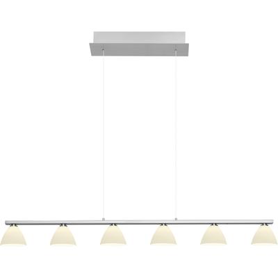 LED Pendelleuchte "MONA", silber (nickelfarben matt, chromfarben abgesetzt), 6, 1 Stk., HELL HÖLLISCH GUTES LICHT, Leuchten, Tastdimmer, Stufenlos höhenverstellbar, LED Pendelleuchte