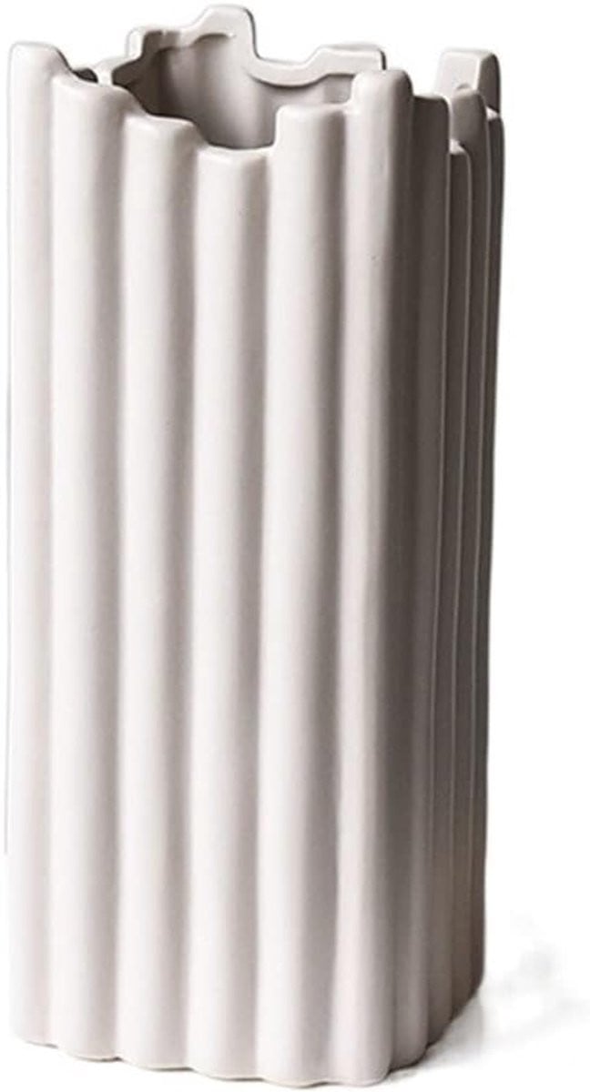 Keramische vaas beige decoratieve bloemenpot voor huisdecoratie