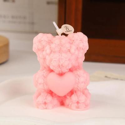 Uplift Essentials Creative Rose Bear Scented Candle pink