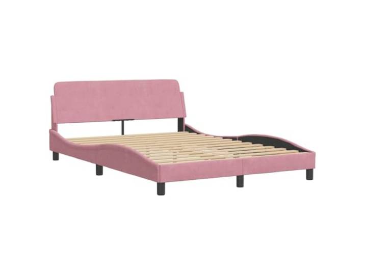 KTHLBRH Bettgestell mit Kopfteil Dover Rosa 140 x 190 cm Samt Robuste Beine, Latten aus Sperrholz, gewelltes Design, Matratze nicht im Lieferumfang enthalten