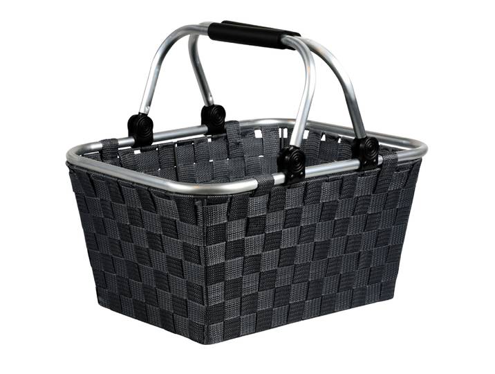 Einkaufskorb KESPER Korb, schwarz-grau , grau (schwarz), B:40cm H:22cm T:31cm, Aluminium, Kunststoff, Einkaufskörbe, Einkaufskorb, klappbare Griffe