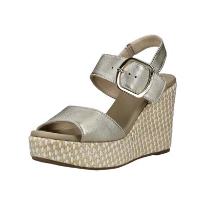 Keilsandalette NERO GIARDINI "Nero Giardini Sandalen Leder", Damen, Gr. 38, silber (beige), Leder, Schuhe