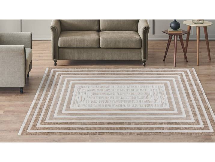 Teppich KAYOOM Sarai 125 , braun (braun, beige), B:160cm H:6mm L:230cm, Polyester, Teppiche, Teppich, Flachgewebe