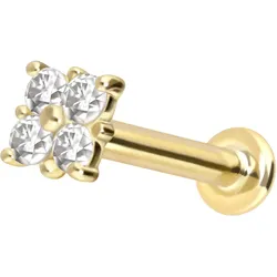 14 Karat Gold Labret mit Innengewinde MOISSANIT-QUADRAT