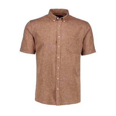 Leinenhemd LINDBERGH "Leinenhemd (Kurzarm) Relaxed Fit", Herren, Gr. S, Normalgrößen, braun, Obermaterial: 55% Leinen, 45% Baumwolle, Hemden