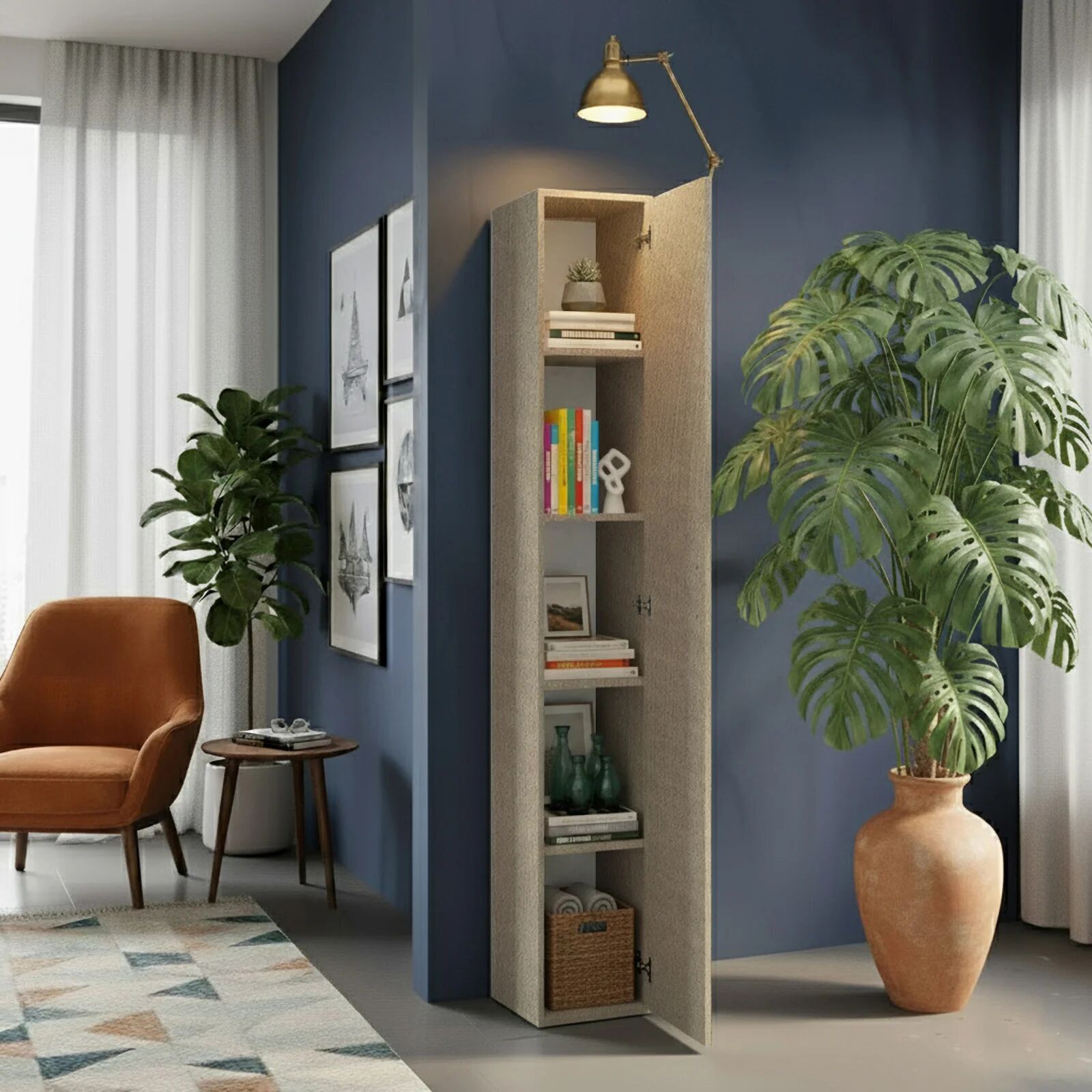 garneroarredamenti Colonna a terra 28x186h cm 1 anta reversibile multiuso tortora Sunset