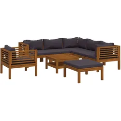 vidaXL 8-tlg. Garten-Lounge-Set mit Auflage Massivholz Akazie