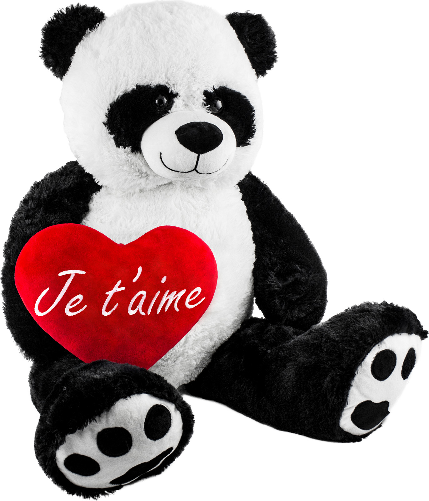 Brubaker XXL Panda Pluche Knuffel met Je T'Aime Hart, 100 cm