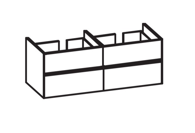 Artiqua 116 LED-Waschtischunterschrank, Weiß Glanz, 116-WU4LB-AC10-7050-68 116-WU4LB-AC10-7050-68