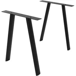 TISCHBEINE Metall Schwarz 2er Set 60x72 cm Oval Tischgestell aus Stahl A-Form