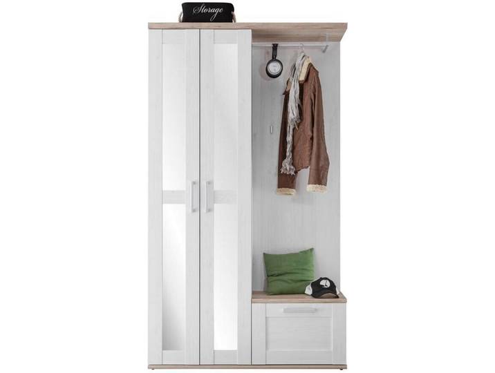 Xora Garderobe Romanze, Weiß, Lärchefarben, Eiche San Remo, Glas, 3-teilig, 115x201x38 cm, Garderobe, Garderoben-Sets & Garderoben-Serien, Garderoben-Sets