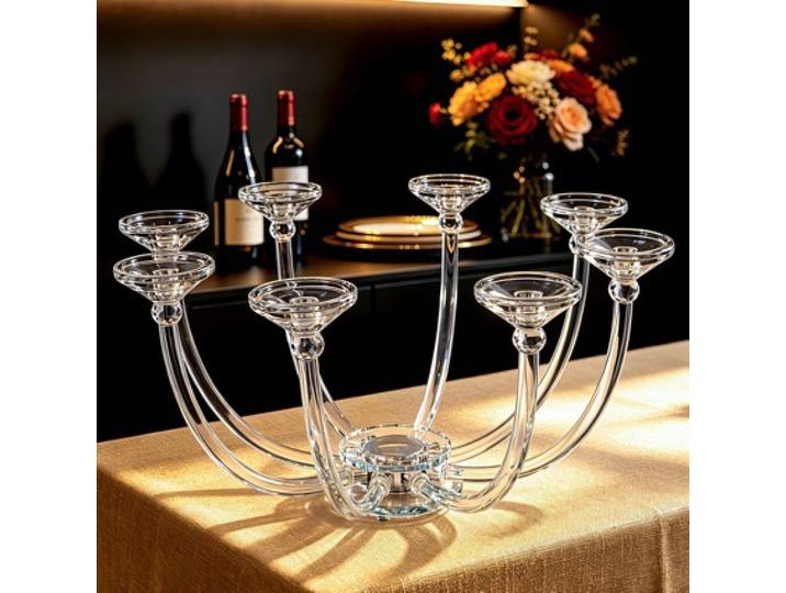 Porte-bougie en cristal transparent, porte-bougie de mariage