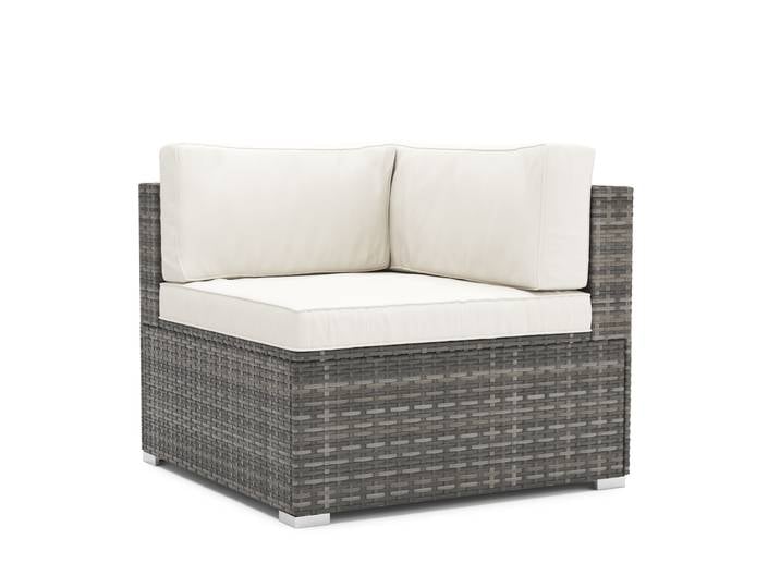 Eckteil Rattanlounge LINDOS grau/weiss