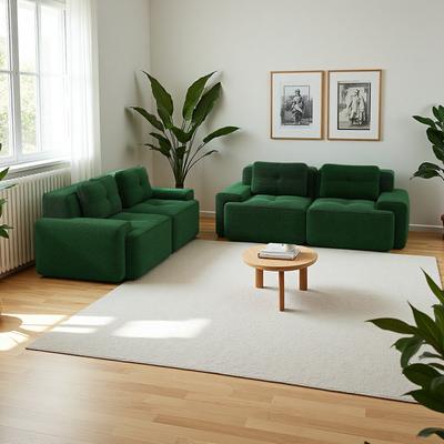 ZWYO HOSIMU 2-Piece Modern Deep-Seat Modular Sectional Sofa Set with Tufted Design and Non-Slip Base Design for Living Room, Bedroom