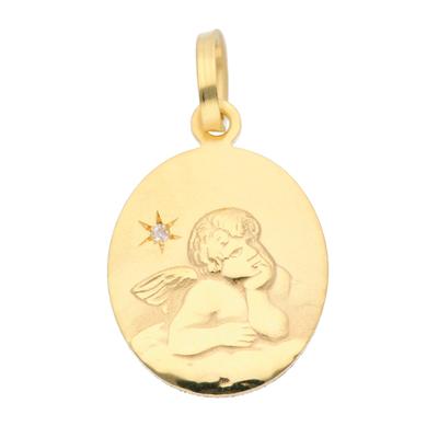 Kettenanhänger ADELIA´S "333 Gold Anhänger Amor", gold, Schmuckanhänger, Damen, 0,01 VVS = sehr sehr kleine Einschlüsse mit Diamant, Gold, Kettenanhänger, mit Diamant Goldschmuck für Damen