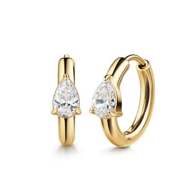 Paar Creolen ZEEME "Edlestahl/PVD gelb Tropfen", Damen, Gr. one-size, Edelstahl, gold (gelb, weiß), Ohrringe