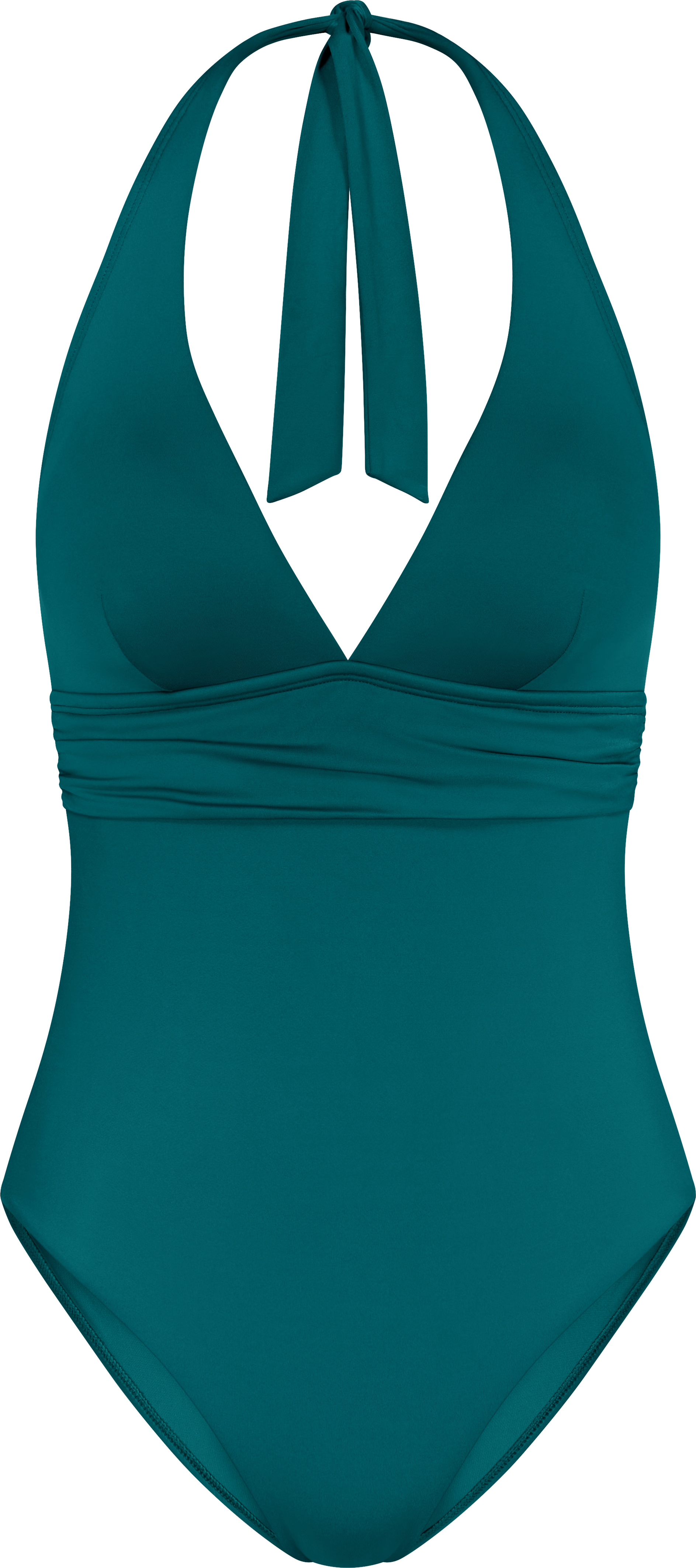 Badeanzug TRIUMPH "Summer Mix & Match", Damen, Gr. 40, Cup B, grün (mystic sea), Microfaser, Obermaterial: 80% Polyamid, 20% Elasthan, Badeanzüge Badeanzug, Neckholder zum Binden, tiefer V-Ausschnitt mystic sea 40, Cup B