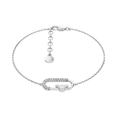 Armband EMPORIO ARMANI, silber (metallfarben, kristallweiß, kristallweiß), Armbänder, Damen, 19cm, Metall, Armband, mit Zirkonia (synth.)