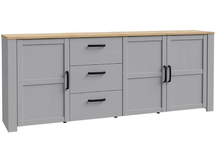 Sideboard FORTE Bohol, grosses Sideboard,Breite 2,20 mtr. Soft-Close, Stauraum , grau (eichefarben, grau), B:220,8cm H:87,2cm T:42cm, Sideboards, Sideboard, Breite 220 cm