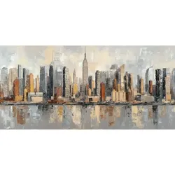 EUROART Wandbild 55 x 115 cm Skyline IV Kunststoff Braun