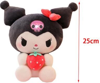 JoyToys Sanrio Strawberry Kuromi & My Melody Plush Toy 25cm Soft Stuffed Pillow Doll Gift black