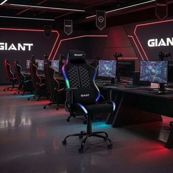 Giant Gamerstol, Rgb Lys, Sort