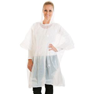 Franz-Mensch Regenponcho Länge 100 cm, Einweg, 10 Stück, mit Kapuze, transparent, wasserabweisend