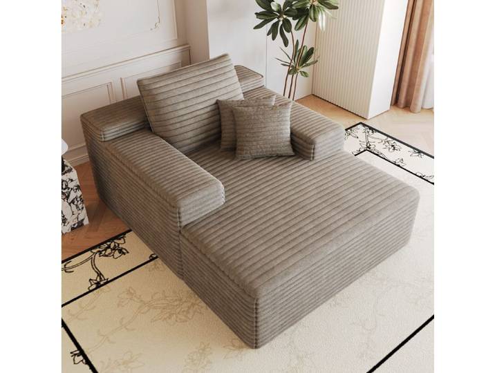 Canapé chaiselongue Camel 175 x 159 x 83 cm compressé sans montage mousse corduroy 1 place