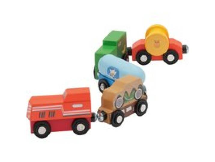 LUPILU® Camion / train de pompiers / train pour enfants / train de marchandises, 5 pièces. (Train de charges)