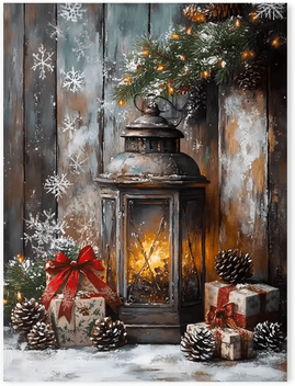 Inspire Curations Vintage Red Truck Christmas Canvas Wall Art Rustic Winter Farmhouse Decor 3 50x70cm