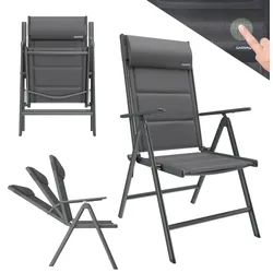 GARMIO® Gartenstuhl Balkonstuhl FLORENZ anthrazit, 7-fach verstellbar, klappbar, inkl. Nackenkissen, für Terrasse