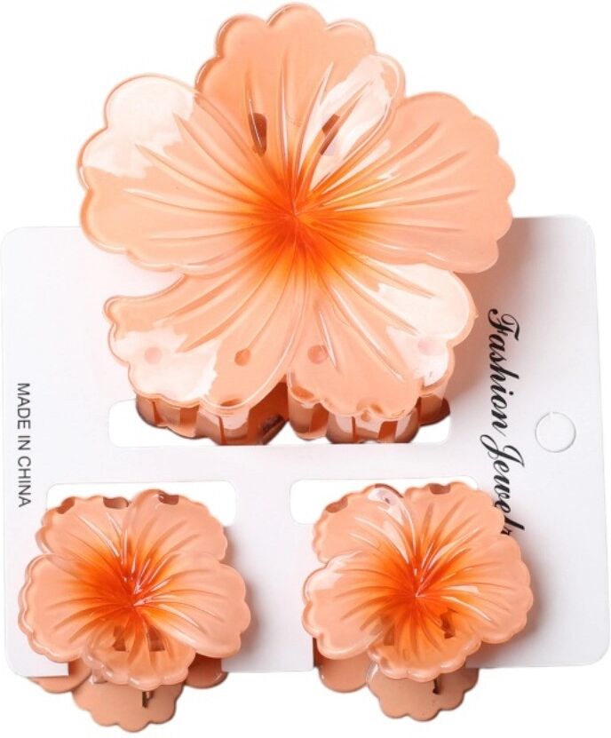 INF Spiral-Blumen Haarclip 3er-Pack - ABS rutschfeste Haarklammern für sicheren Halt im Alltag Orange