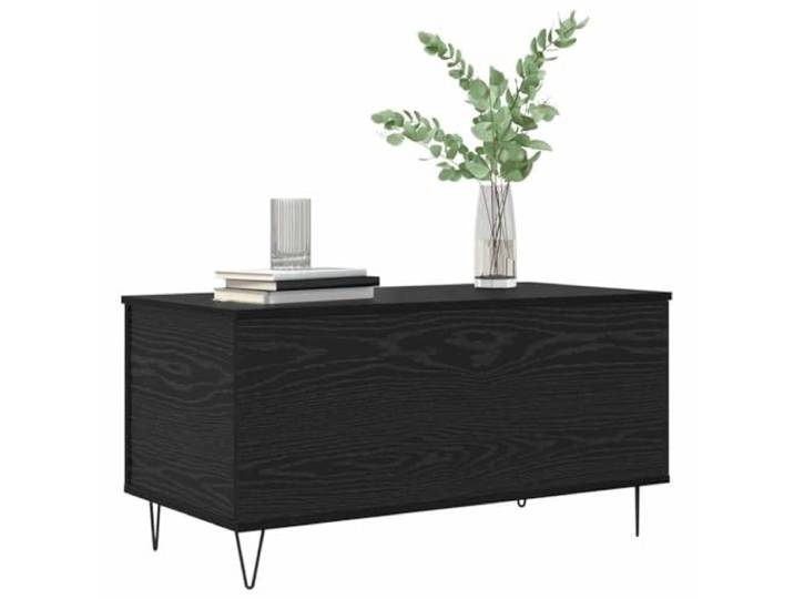 KTHLBRH Couchtisch Eiche Schwarz 90 x 44,5 x 45 cm Mehrschichtiges Holz, klappbarer Deckel, Industrie-Stil, matte Oberfläche