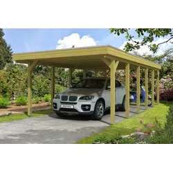 Carport Friesland 397x860cm, ALU-Dacheindeckung, inkl. Anker-imprägniert (farblich unbehandelt) Holzcarport