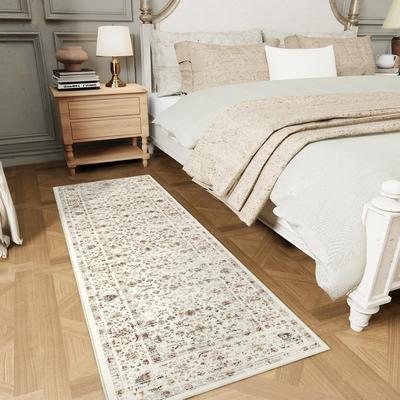 Garvee Vintage Distressed Floral Print Area Rug