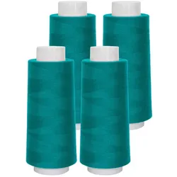 buttinette Overlockgarn im 4er-Pack, Stärke 120, 2500m-Spule, petrol