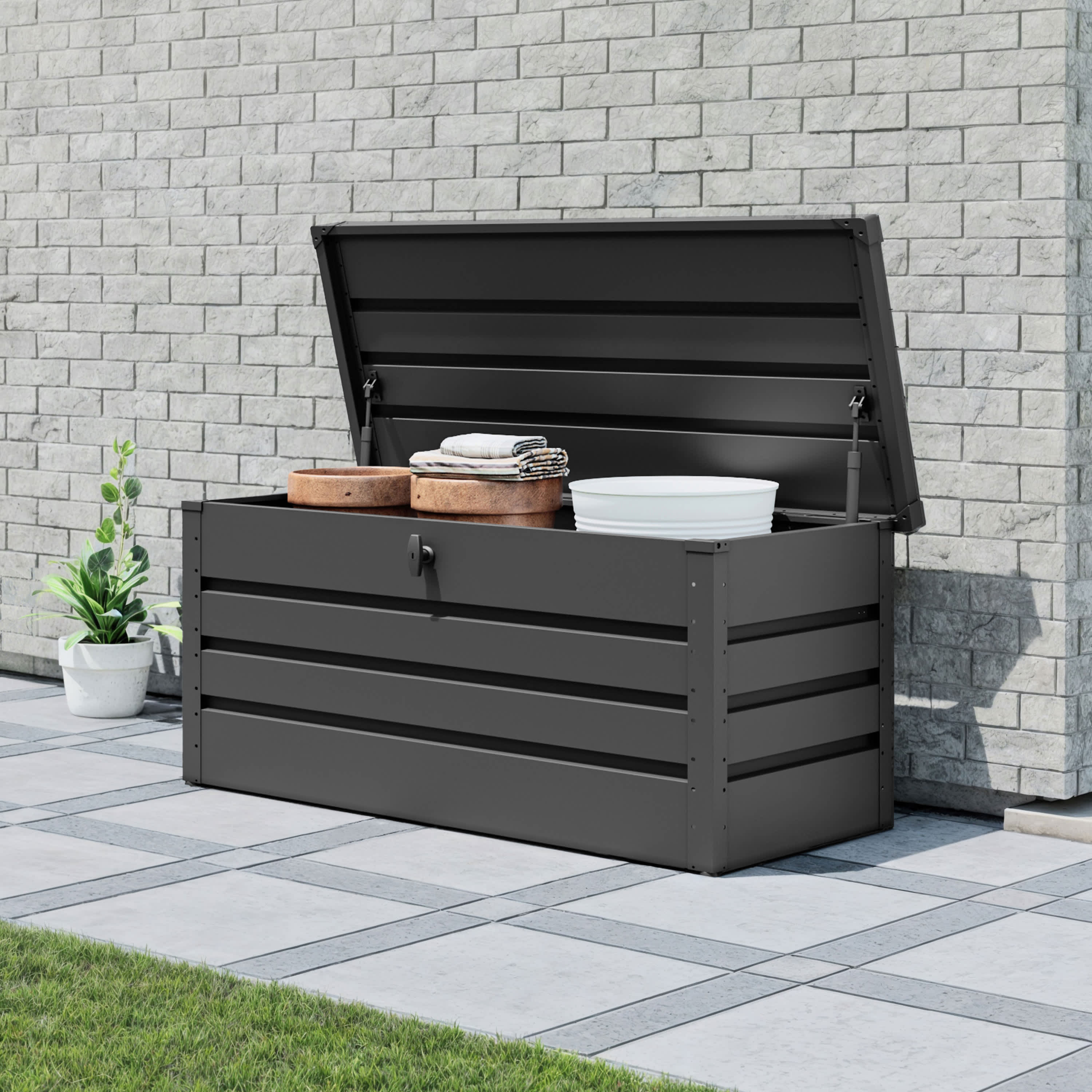 PRIMEYARD 137 x 61 cm Gartenbox, anthrazit - (GFPV01022)