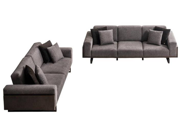 JVmoebel Polstergarnitur Graue Polstercouch im stilvollen Design aus hochwertigem Material, (2-tlg)