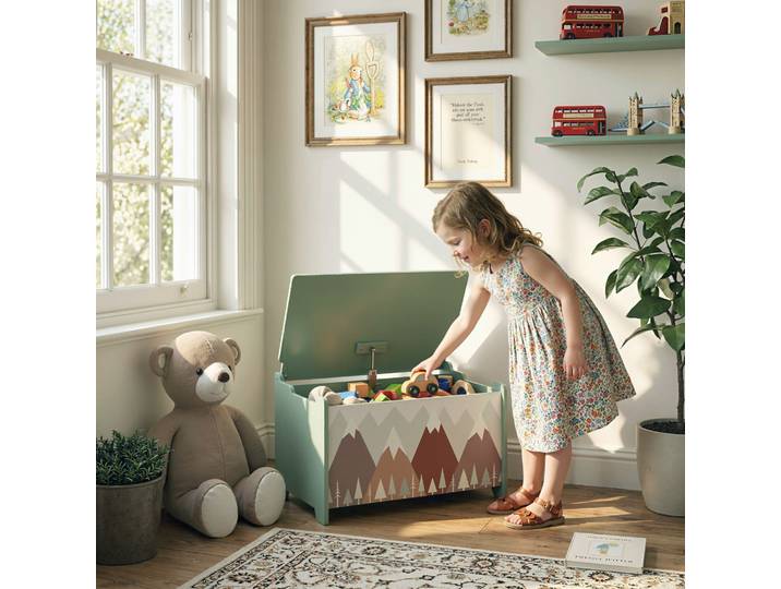 ZONEKIZ Coffre à Jouets Enfant MDF 60x37x39cm Vert