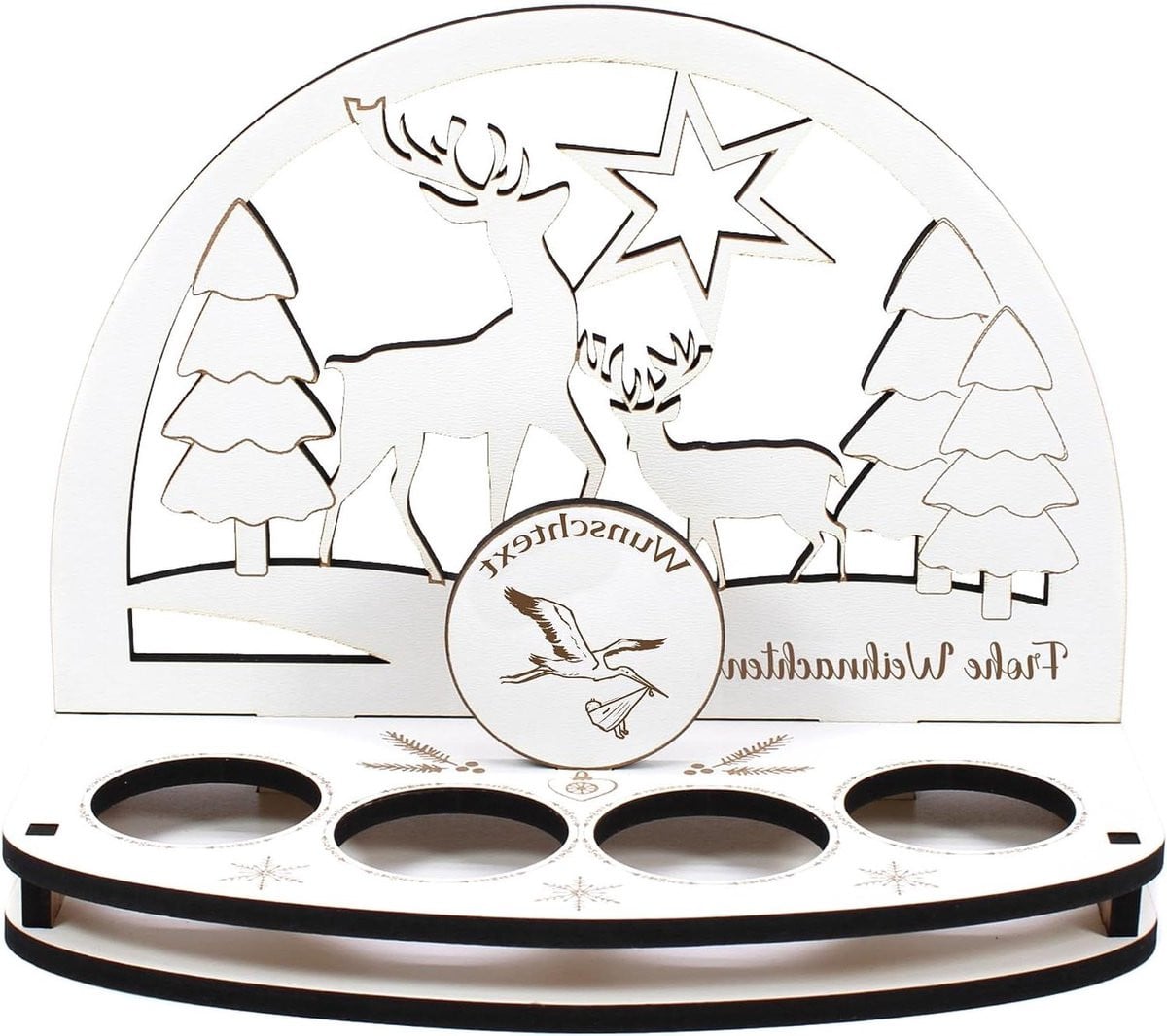 Personaliseerbare Kerstboog Decoratie met Naam en Tealight Kaarsenhouder - Stork met Baby