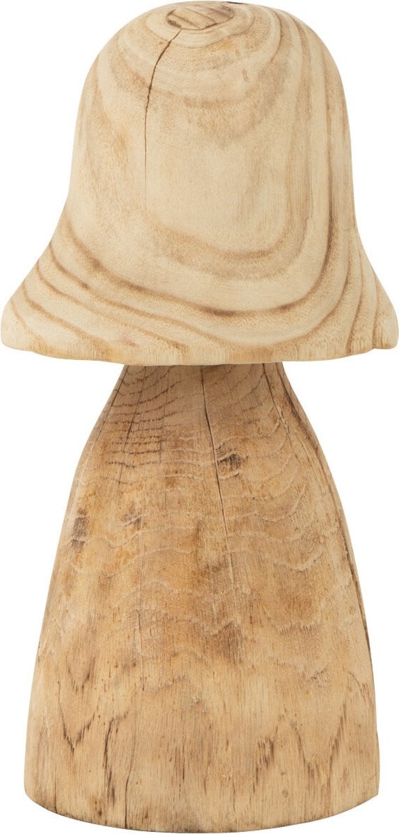 J-Line Decoratie Paddenstoel Stolp - Hout - Naturel - Small