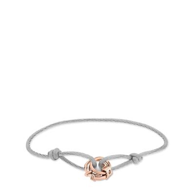 Armband LIEBESKIND BERLIN "Schmuck Geschenk Edelstahl Textil Armkette The D-Link Mini", rosa (roségoldfarben, grau), Armbänder, Damen, 21cm, Edelstahl Textil, Edelstahl, Textil, Armband