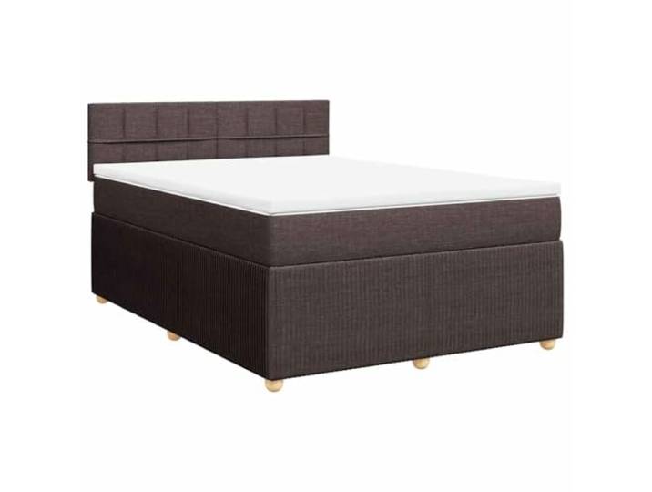 PUGYNBK Boxspringbett mit Matratze, Polyestergewebe, Dunkelbraun, 140 x 190 cm