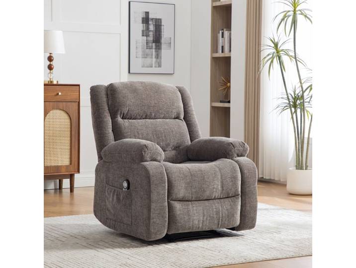 Fauteuil inclinable électrique multifonctionnel Gris chenille fauteuil relax confort salon structure stable version stable