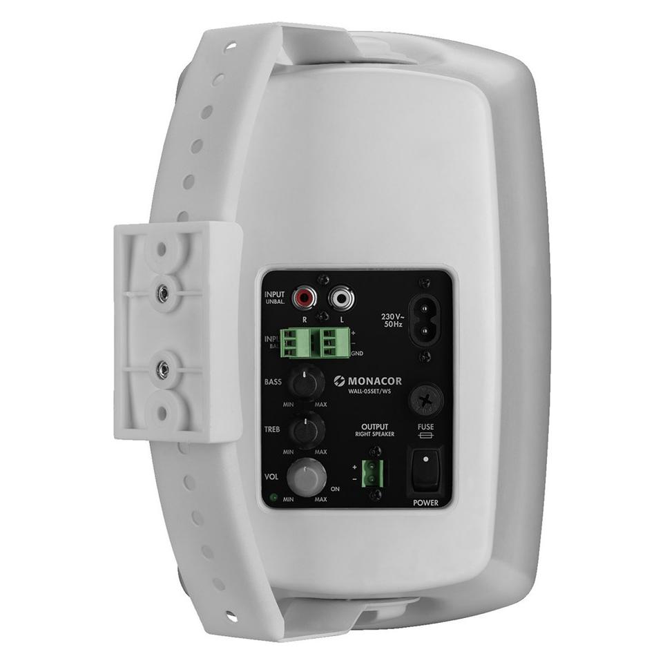 Monacor Aktiv-Boxen-Set, 5 Zoll Box (Aktiv, 2x 30 W) (WALL-05SET/WS)