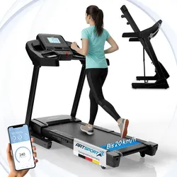 ArtSport Laufband Speedrunner 7000, 20 km/h elektrisch, klappbar mit App & MP3 – Schwarz