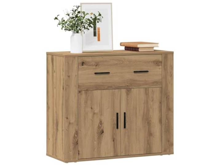 KTHLBRH Anrichte Spanplatte Eiche Handwerk 80 x 33 x 70 cm Schutztüren, Ablagefläche, großer Raum, Wandbefestigung im Lieferumfang enthalten