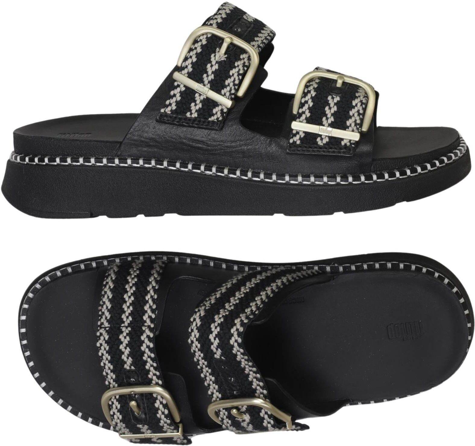 FitFlop Damen Sandalen, Schwarz, Gr. EU 41, Leder - Second Hand