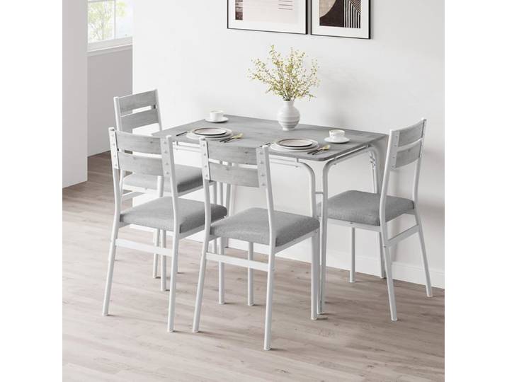 Ensemble 5 pièces table 4 chaises gris délavé petit espace